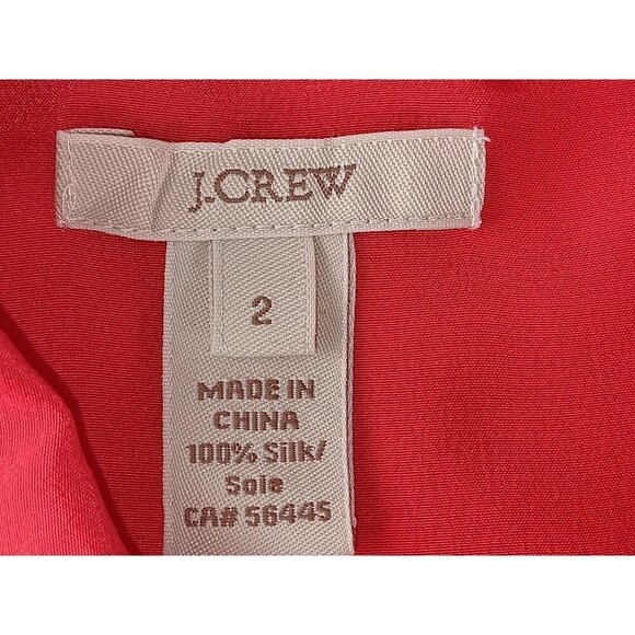 J.Crew Womens Button Up Shirt Red Silk Long Sleeve Casual Basic Top Size 2 - Picture 5 of 10
